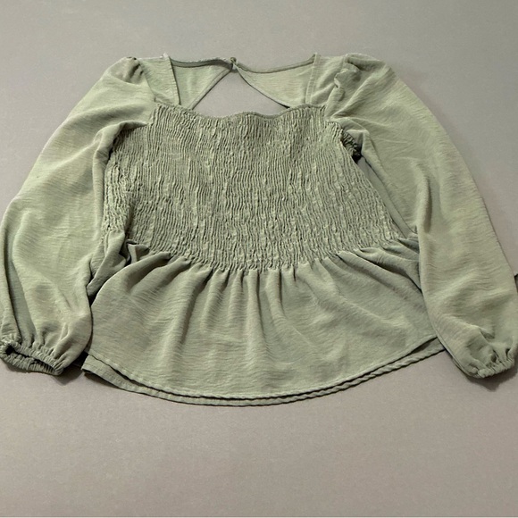 Misia Tops - Misia Sage Green Large Smocked Blouse